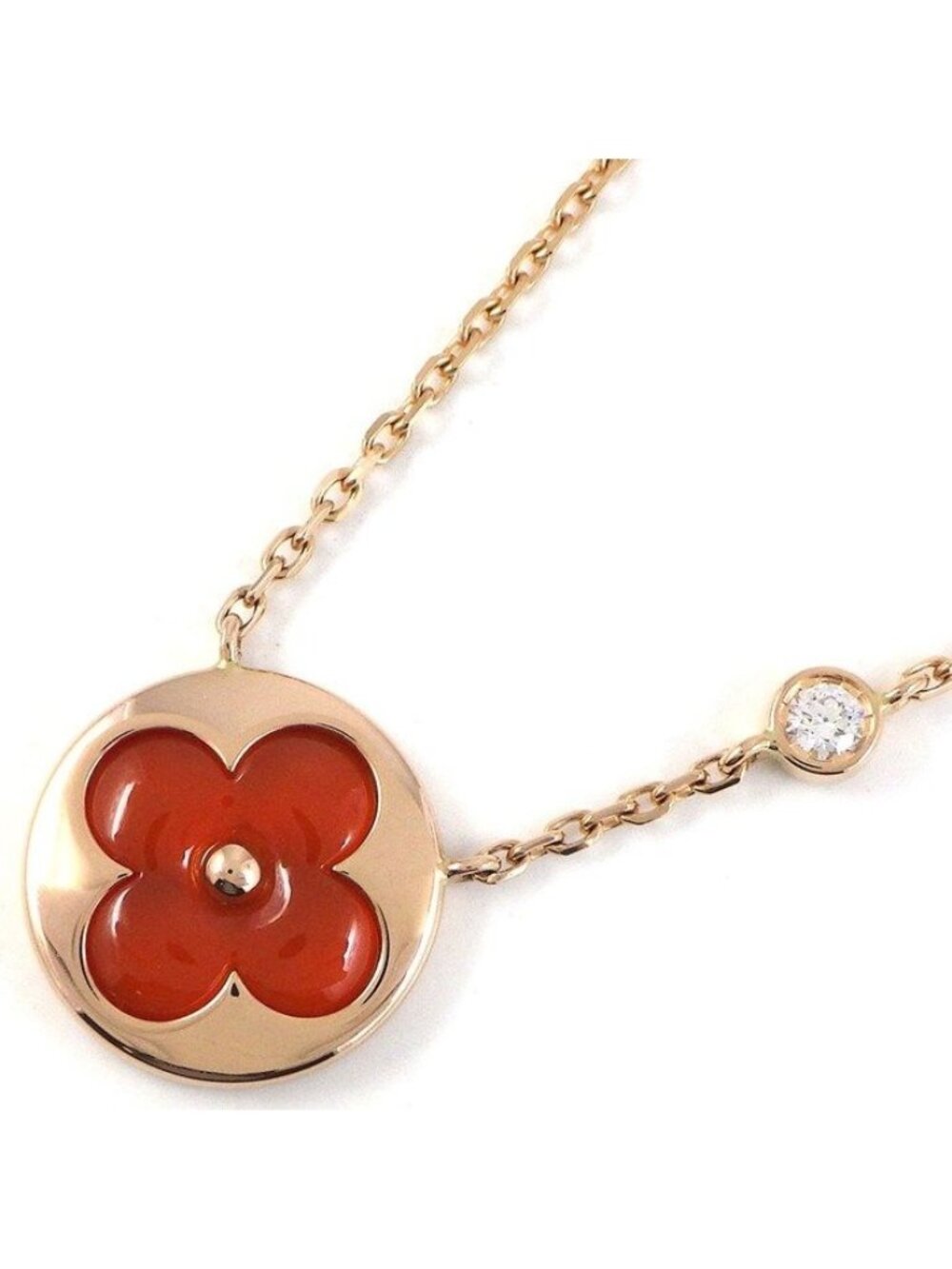 Louis Vuitton Necklace Sun Color Blossom BB Carnelian Point Diamond 18k Pink